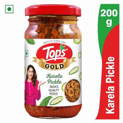 Tops Gold Karela Pickle - 200g  Glass Bottle