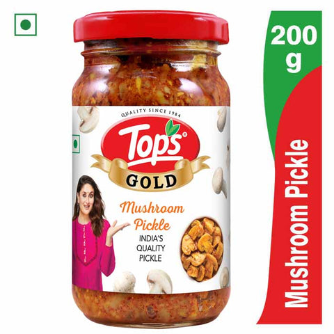 Tops Gold Mushroom pickle - 200g  Glass Bottle