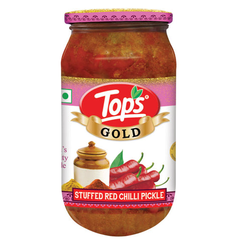 Tops Pickle Stuffed Red Chilli - 200g. Glass Bottle