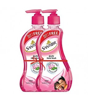 SANTOOR MILD HAND WASH - LOTUS & TULSI , 215 ML (BUY 1 GET 1 FREE)