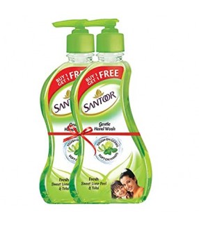 SANTOOR FRESH GENTLE HAND WASH - SWEET LIME PEEL & TULSI ( BUY 1 GET 1 FREE )